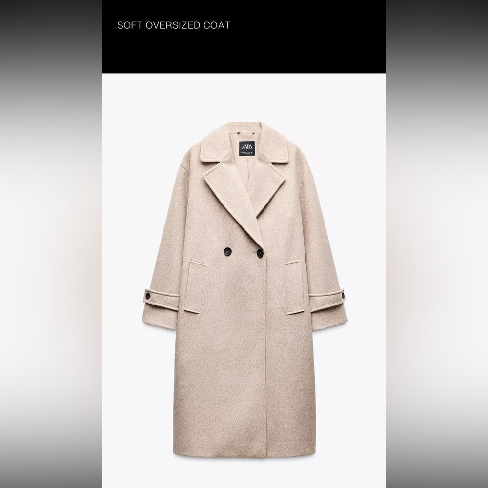 Zara Women's Beige Oversized Coat